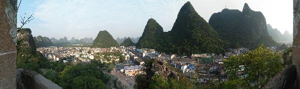 Panorama(s) of Yangshuo looking south from the Yangshuo Park lookout point